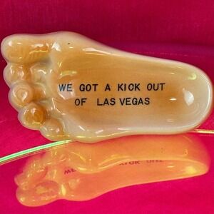 Vintage 50s 60s Las Vegas Souvenir Foot Trinket Dish Ceramic Novelty Kitsch Gift